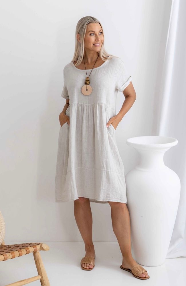 THE ITALIAN CARTEL Adriana Dress, Colour: Sand