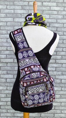 Sling backpack Purse Native Southwestern Style - Mini Crossbody Rucksack,Hippie Sling bag, Phone Holster bag,Small Backpack gift idea