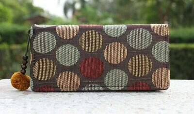 Bohemian Zippered Womens Wallet Vintage Style -  Long fabric Wallet ,Boho