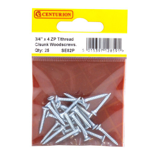 3/4" x 4 ZP Cross Recessed Hardened Twin Thread Woodscrews with Countersunk Head (Pack of 25)