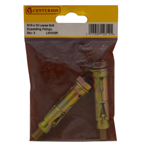 Expanding Loose Bolts, M10 x 10mm, Zinc Yellow Passivated