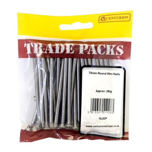 Bright Round Wire Nails, 75mm x 3.75mm, Bright Zinc Plated