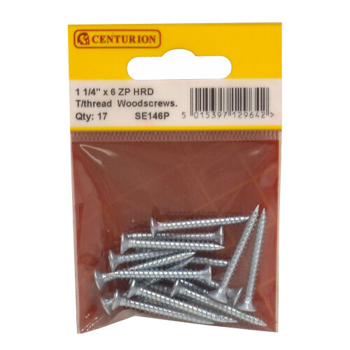 1 1/4" x 6 ZP Cross Recessed Hardened Twin Thread Woodscrews with Countersunk Head (Pack of 17)