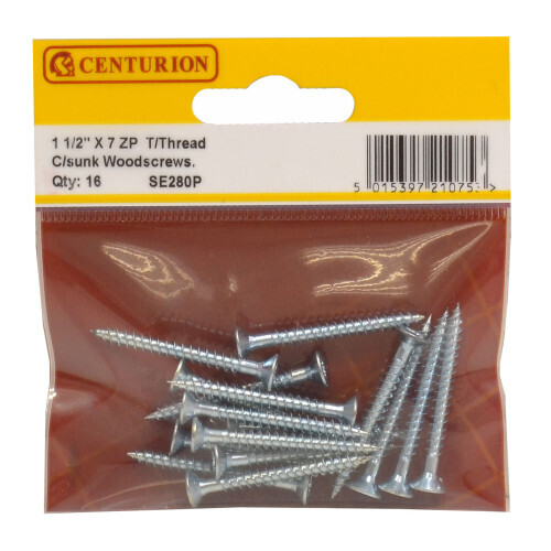 1 1/2" x 7 ZP Cross Recessed Hardened Twin Thread Woodscrews with Countersunk Head (Pack of 16)