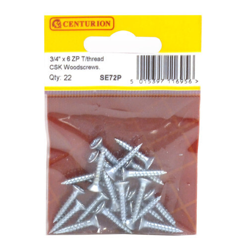 3/4" x 6 ZP Cross Recessed Hardened Twin Thread Woodscrews with Countersunk Head (Pack of 22)