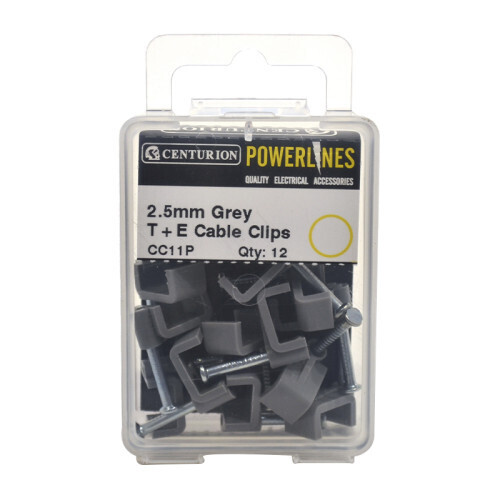 2.5mm T+E Grey Cable Clips (Pack of 12)-CC11P