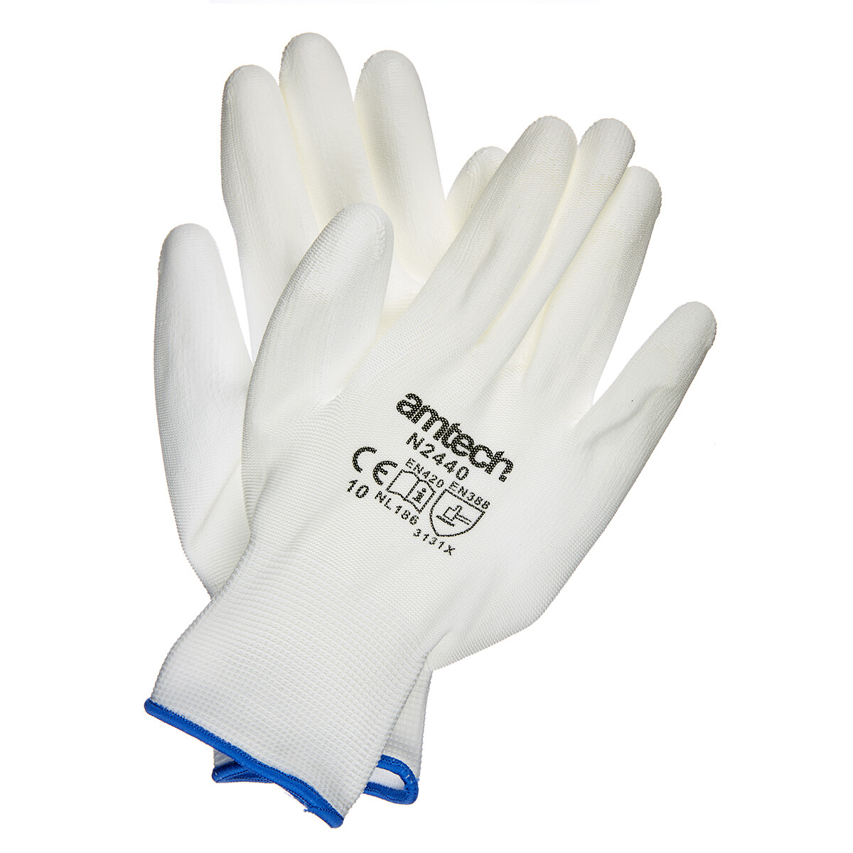 light duty PU coated work gloves white XL (size 10)