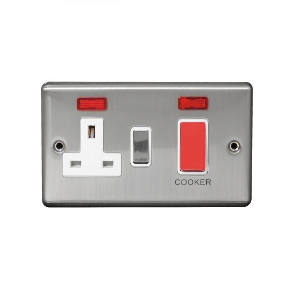 Cooker Control Unit 2 Gang Screwed Brushed Stainless Steel