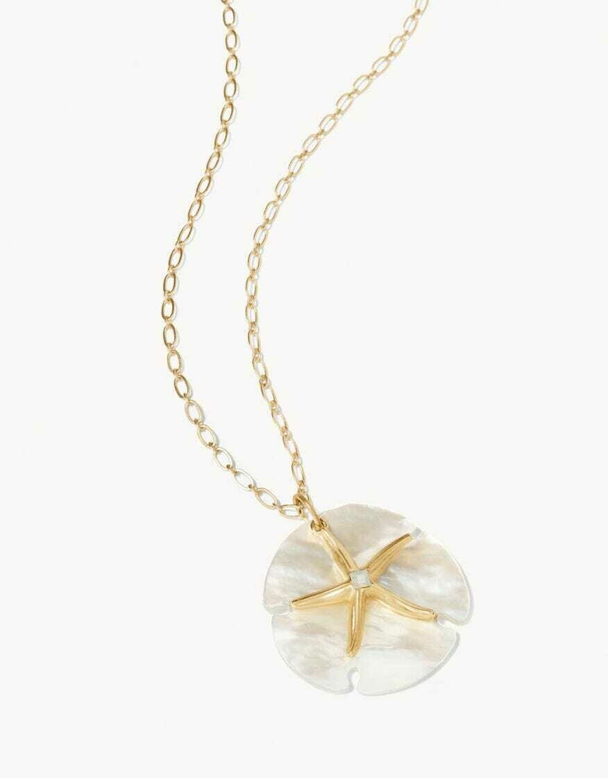 Star Sand Dollar Necklace 32" Pearlescent
