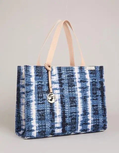Blue And White Market Tote Bag