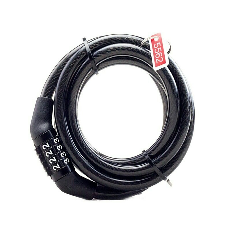 Cerradura de bicicleta de acero antirrobo de seguridad con contraseña - Negro (1.2m)