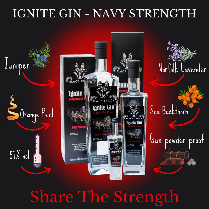 Black Shuck Ignite Gin. Navy Strength. 57.15% vol