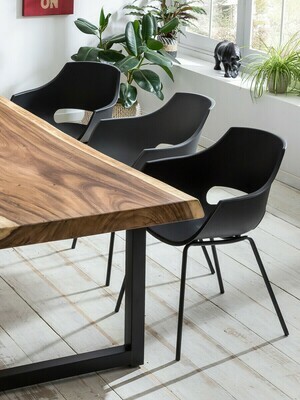 Tisch 200x90 cm, Platte Suarholz 80 mm, Gestell schwarz