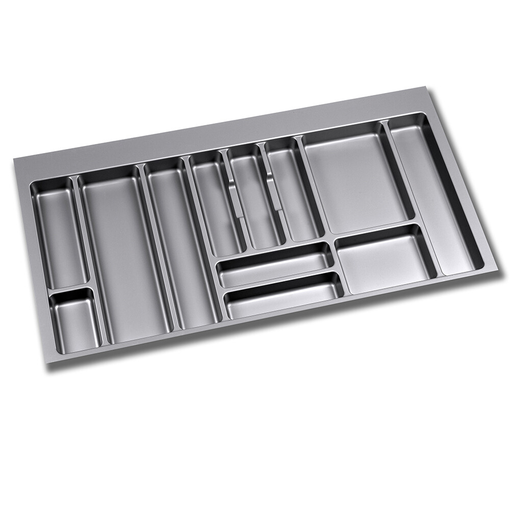Emuca Besteckfach für Küchenschublade, für Modul 1000 mm, Kunststoff, Grau