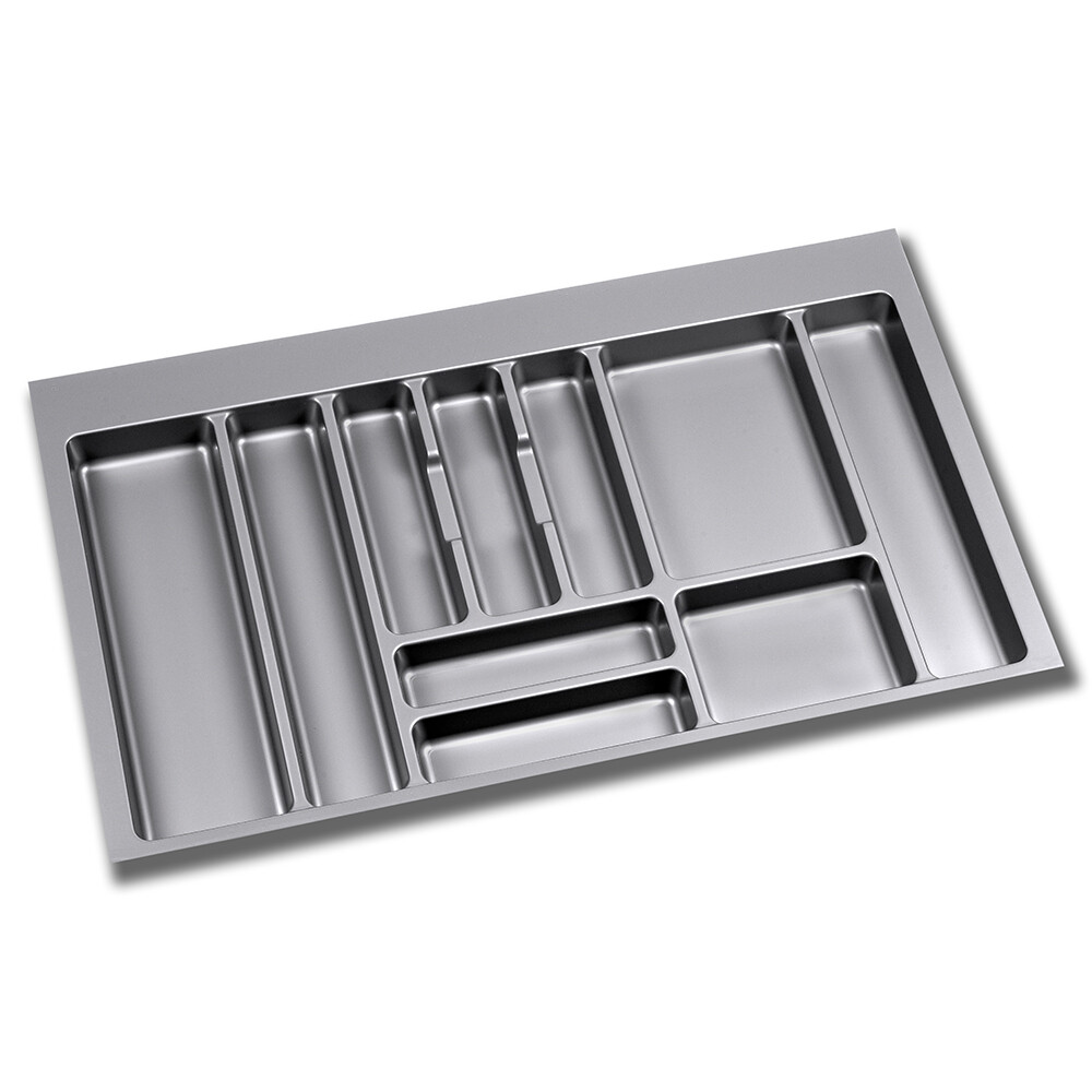 Emuca Besteckfach für Küchenschublade, für Modul 900 mm, Kunststoff, Grau
