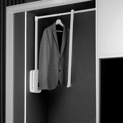 Emuca Ausziehbare Kleiderstange für Schrank, regulierbare 830-1.150 mm, Bis 12Kg, Stahl, Titaniumfarbe