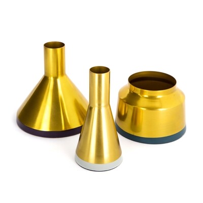 Vasen 3er Set Culture 180 Gold / Pflaume / Hellgrau / Petrol
