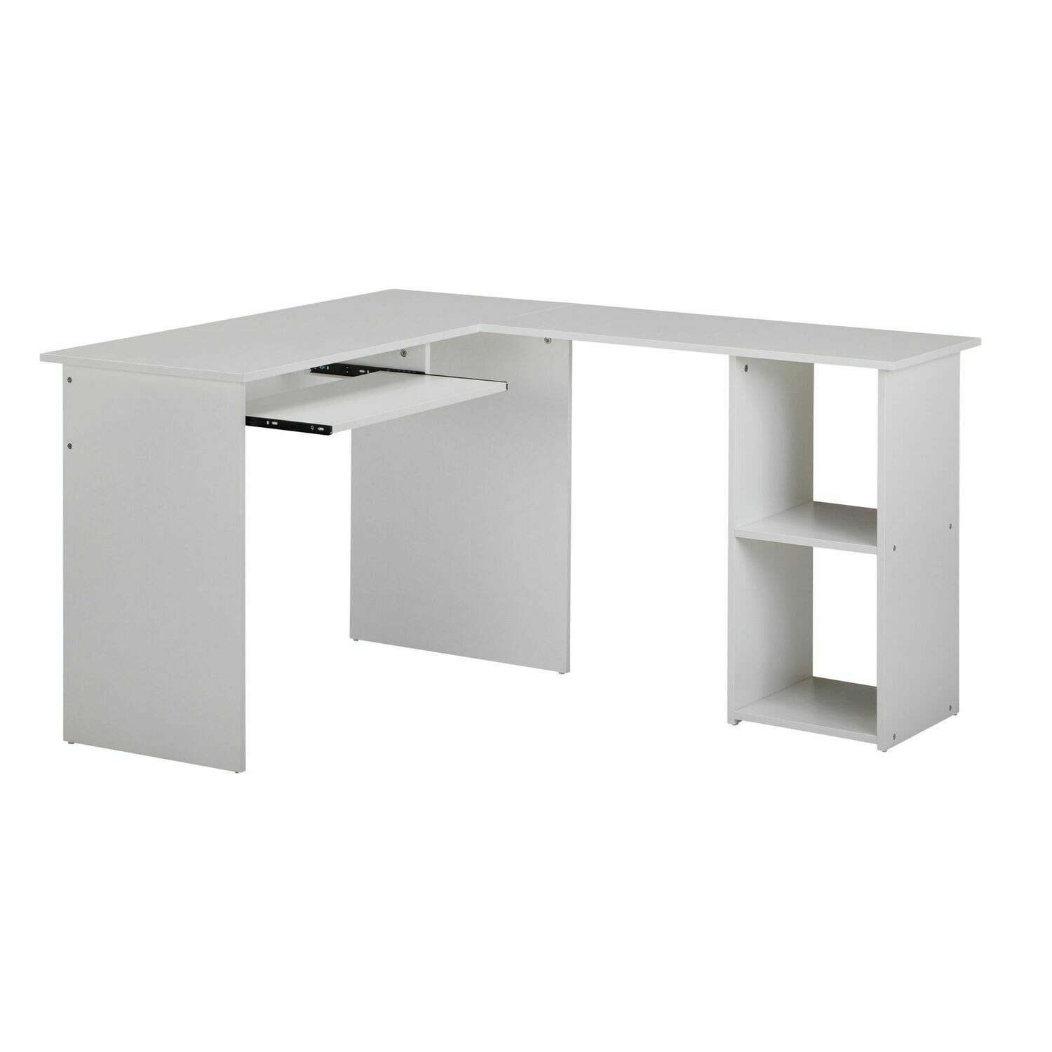 Design Schreibtischkombination 140 x 75,5 x 120 cm Weiß | Schreibtisch mit Regal und Tastaturauszug | Arbeitszimmer Home Office Tisch Büro Modern