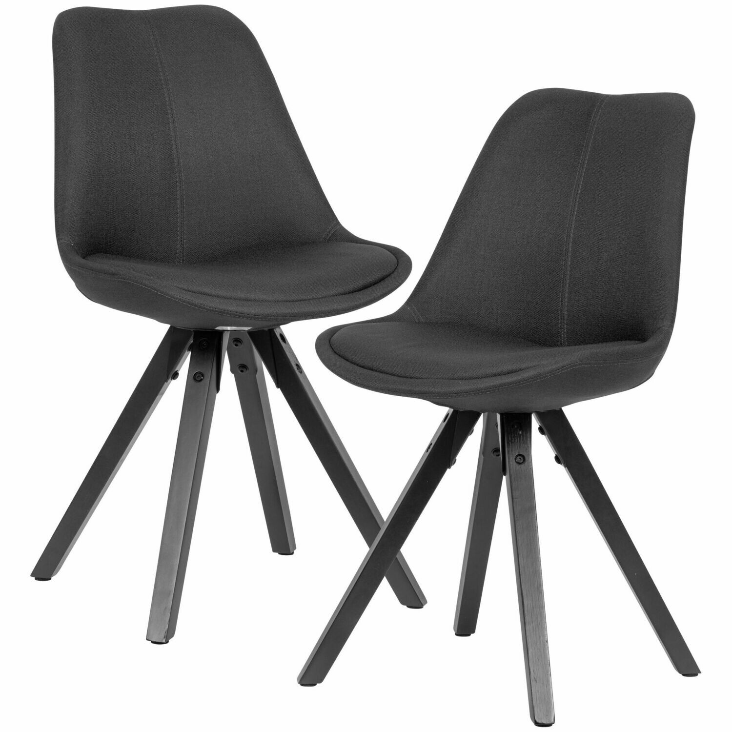 2er Set Esszimmerstuhl Anthrazit mit schwarzen Beinen Stuhl Skandinavisch | Polsterstuhl mit Stoff-Bezug | Design Küchenstuhl gepolstert