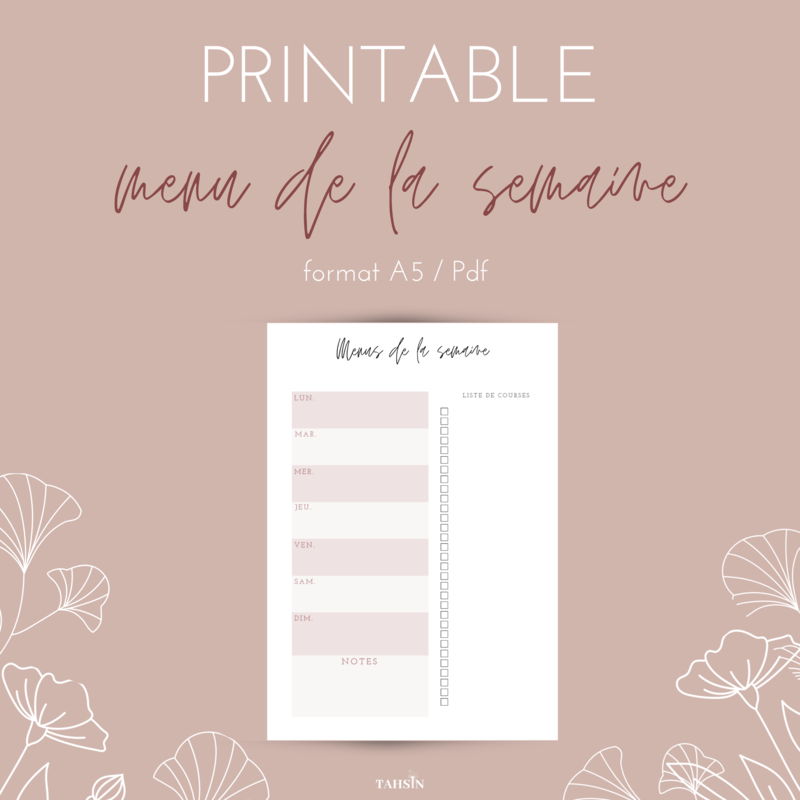 Fiche menus de la semaine