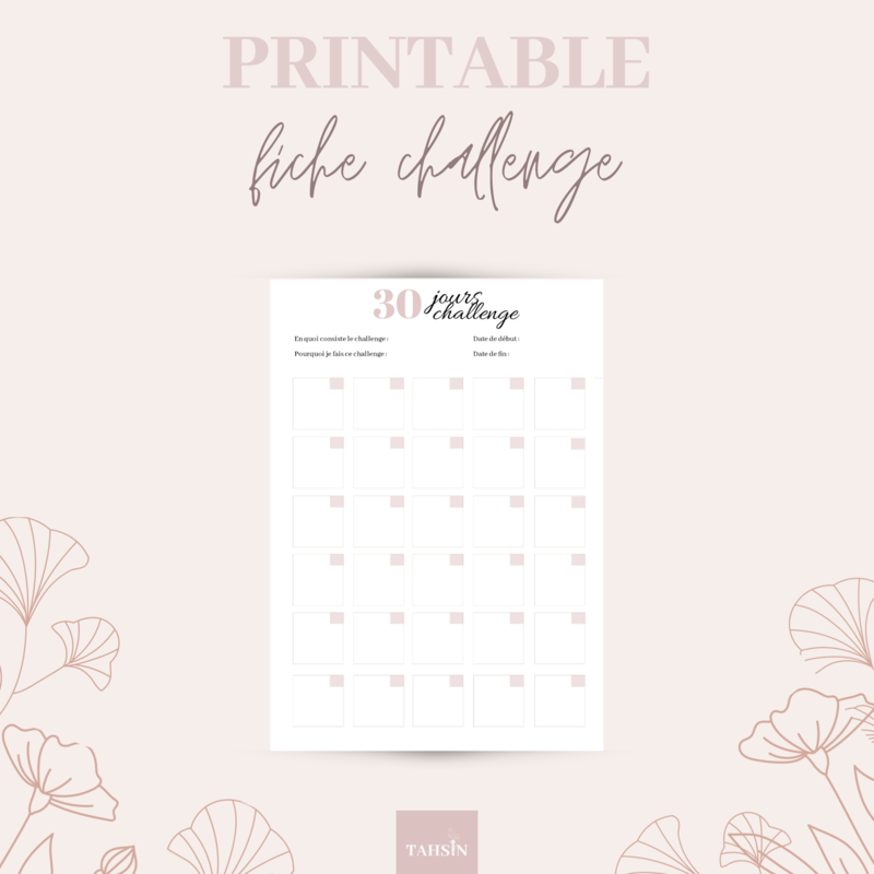 Fiche challenge 30 jours