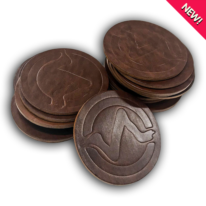Handmade Leather Coasters, 2-pack