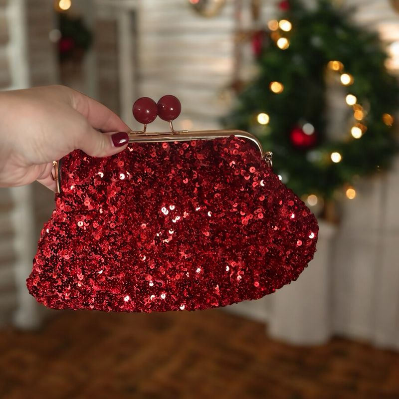 Sac sequins Noël sac de fête avec chaînette