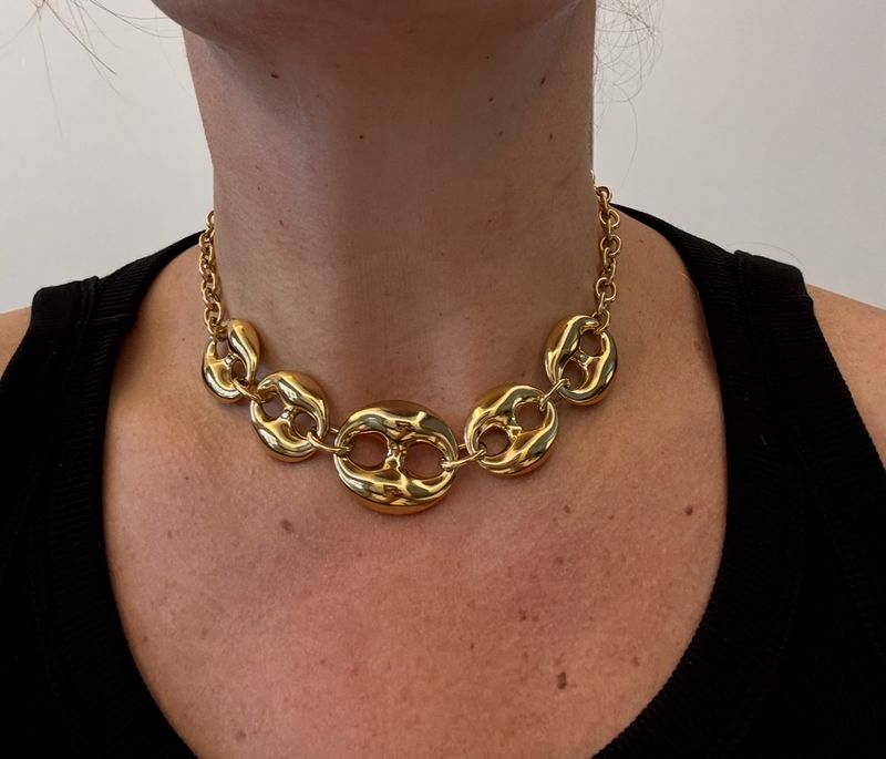 Collier acier inoxydable maille café 