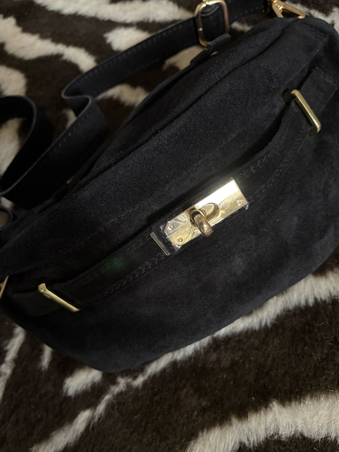 Sac banane H cuir noir 