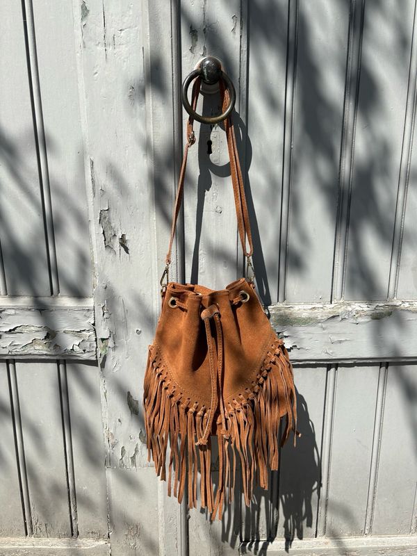 Sac Yellowstone franges cuir 