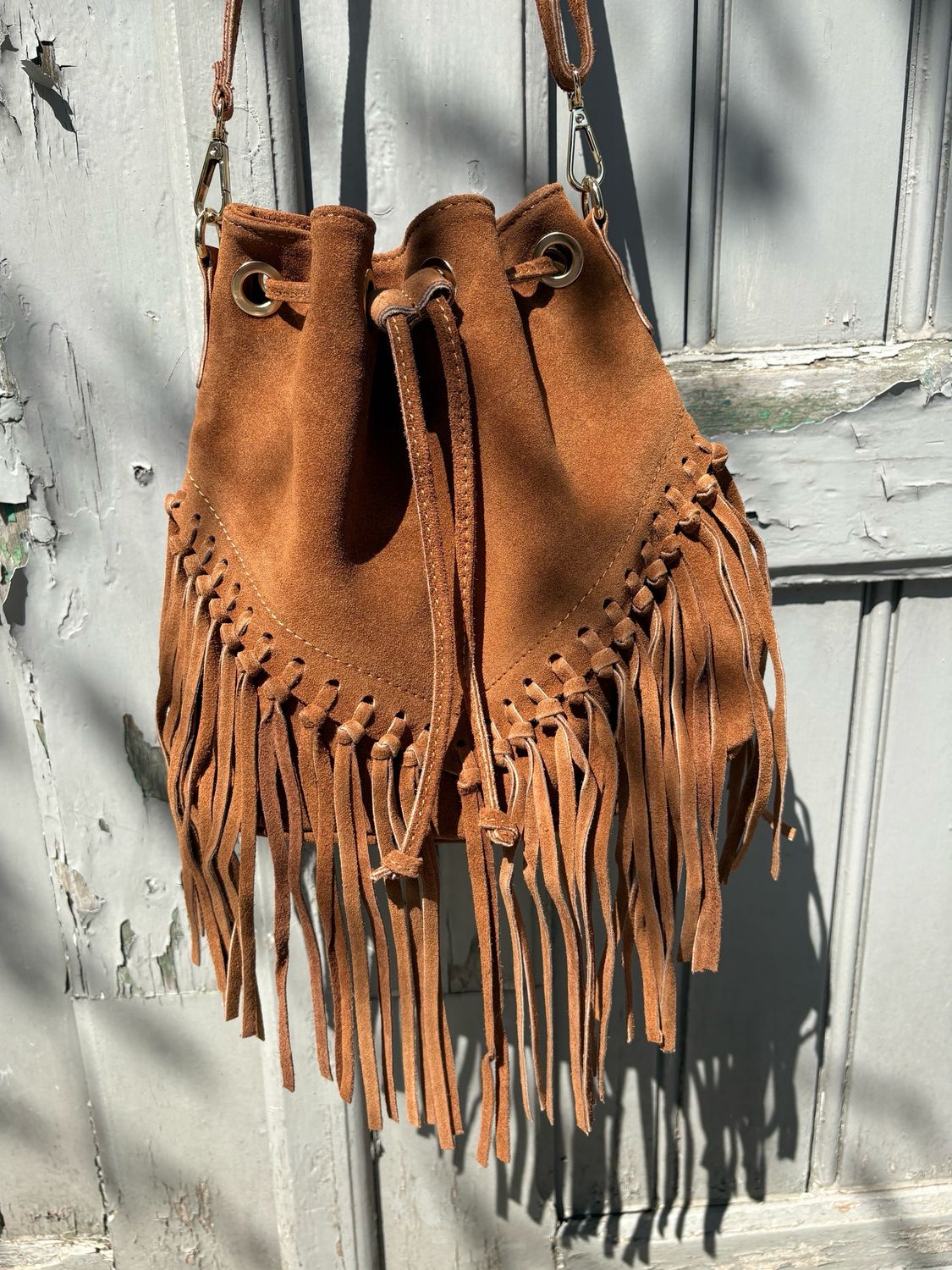 Sac Yellowstone franges cuir 