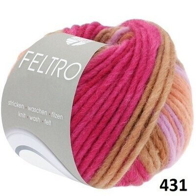 Filzwolle FELTRO LINE, Farbe & Bestand: 431-Pfirsich/Lachs/Flieder/Mauve/Pink