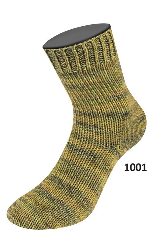 Sockenwolle 4-fädig/100g  VINTAGE SOCKS, Farbe & Bestand: 1001-Beige meliert/Gelbgrün meliert/Khaki meliert/Graugrün meliert*