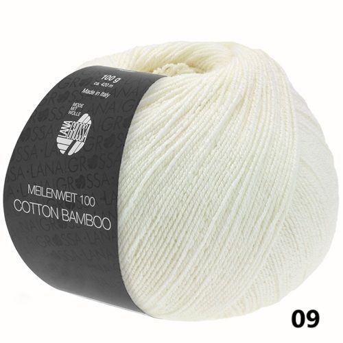 Sockenwolle Meilenweit 4-fädig/100g                    COTTON BAMBOO, Farbe & Bestand: 09-Weiß