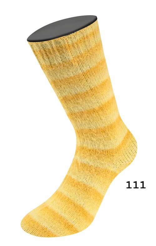 MEILENWEIT COSY SOCKS Soft Stripes, Farbe & Bestand: 111-Gelb/Dotter-/Safrangelb