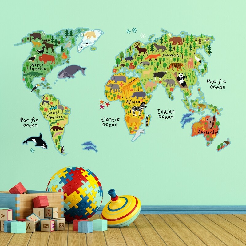 Crearreda 18301 - World Map Self-adhesive Wall Sticker
