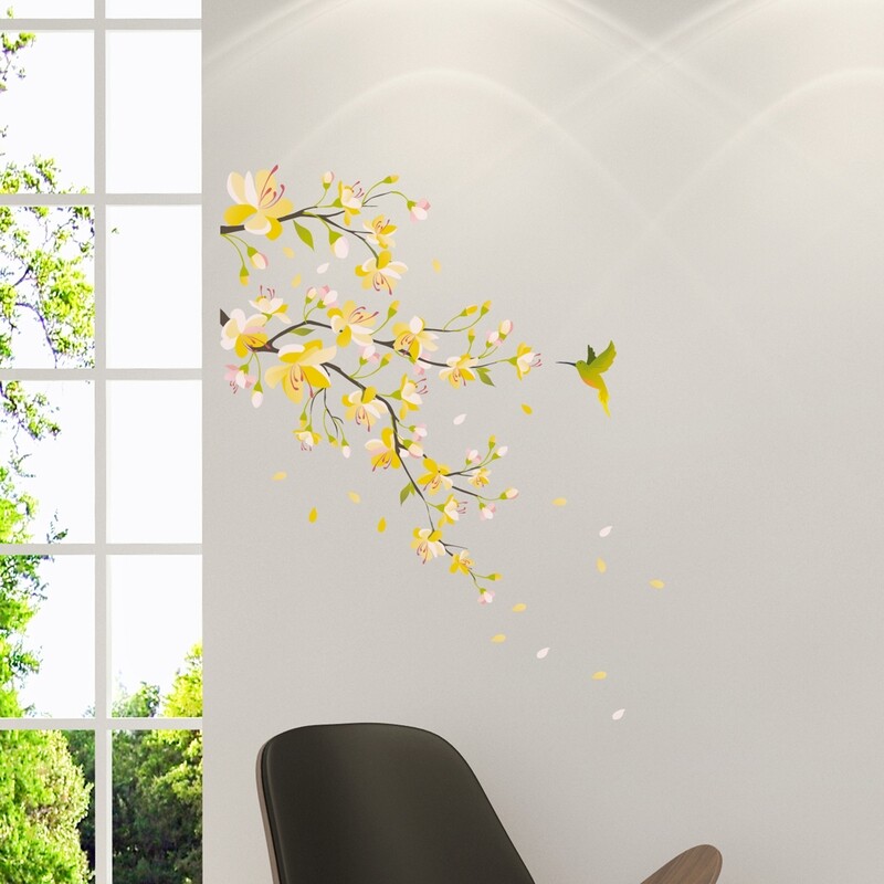 Crearreda 54107 - Yellow Branch Self Adhesive Wall Sticker