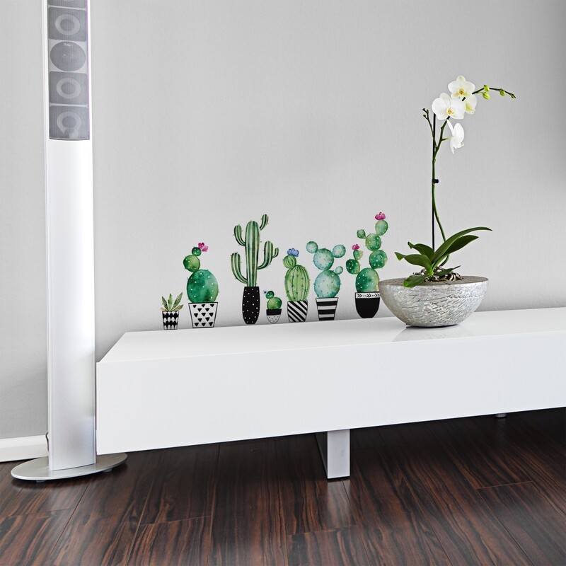 Crearreda 54114 - Watercolour Cactus Self Adhesive Wall Sticker