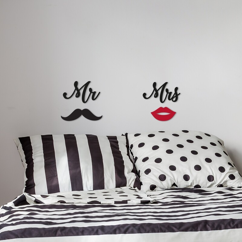 Crearreda 59511 - Mrs. &amp; Mr. Self Adhesive Removable Foam Sticker