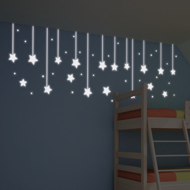 Crearreda 79227 - Hanging Stars Self Adhesive Wall Stickers Glow