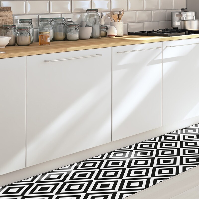 Crearreda 83073 - Black &amp; White Self Adhesive Vinyl Runner