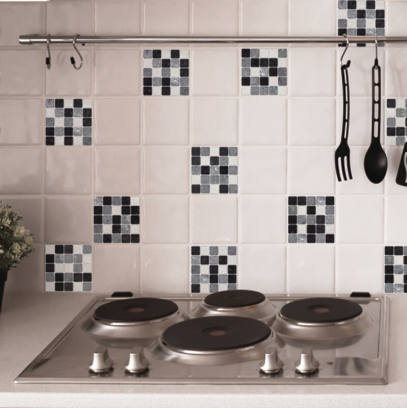 Crearreda 31217 - Big White &amp; Black Self Adhesive Tile Cover