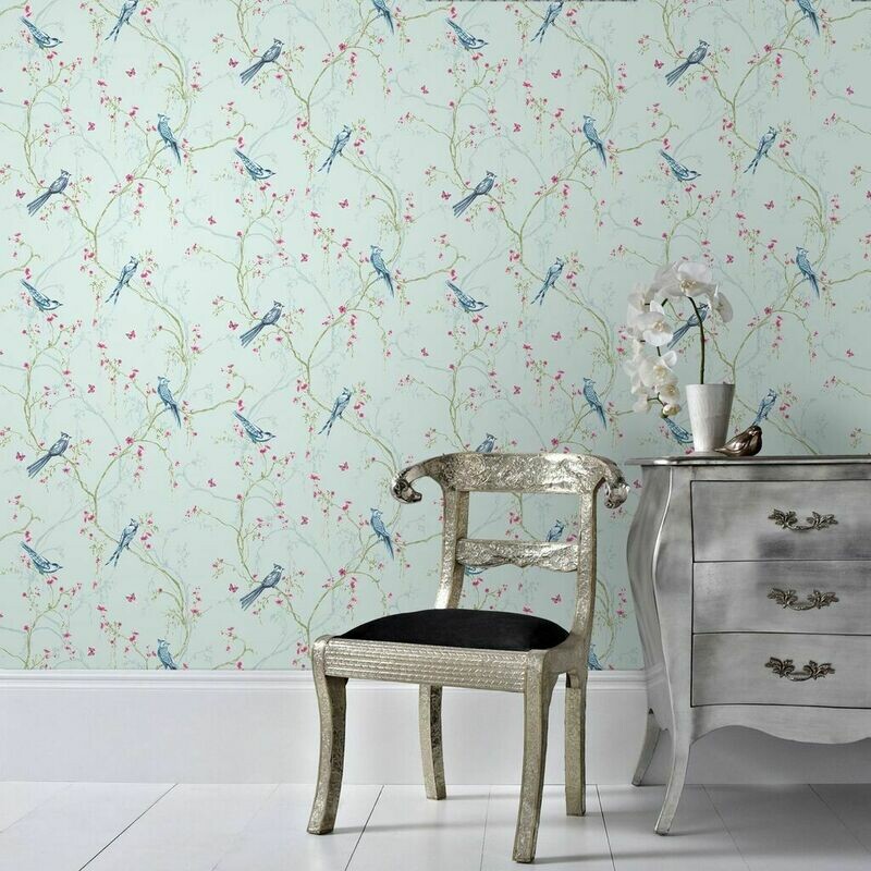 Songbird Duck Egg Wallpaper