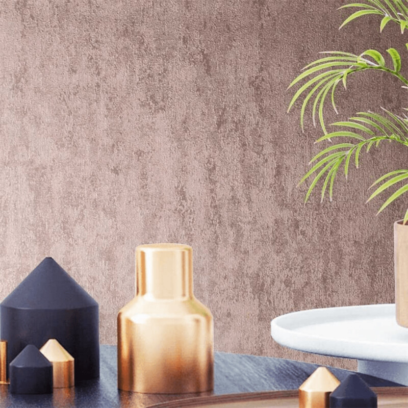 Molten Rose Gold Plain Textured Wallpaper
