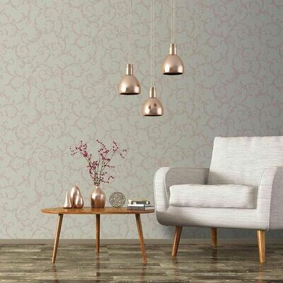 Empress Scroll Rose Gold Wallpaper