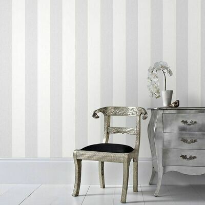 Calico Stripe Grey Wallpaper