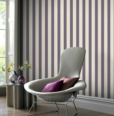 Ticking Stripe Thistle Wallpaper