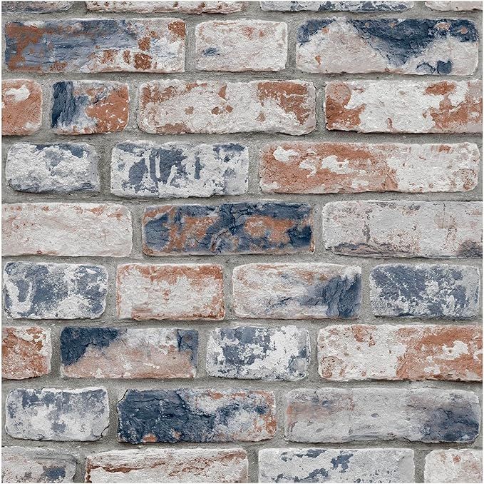 Livia - Distressed Brick Navy / Red 108596