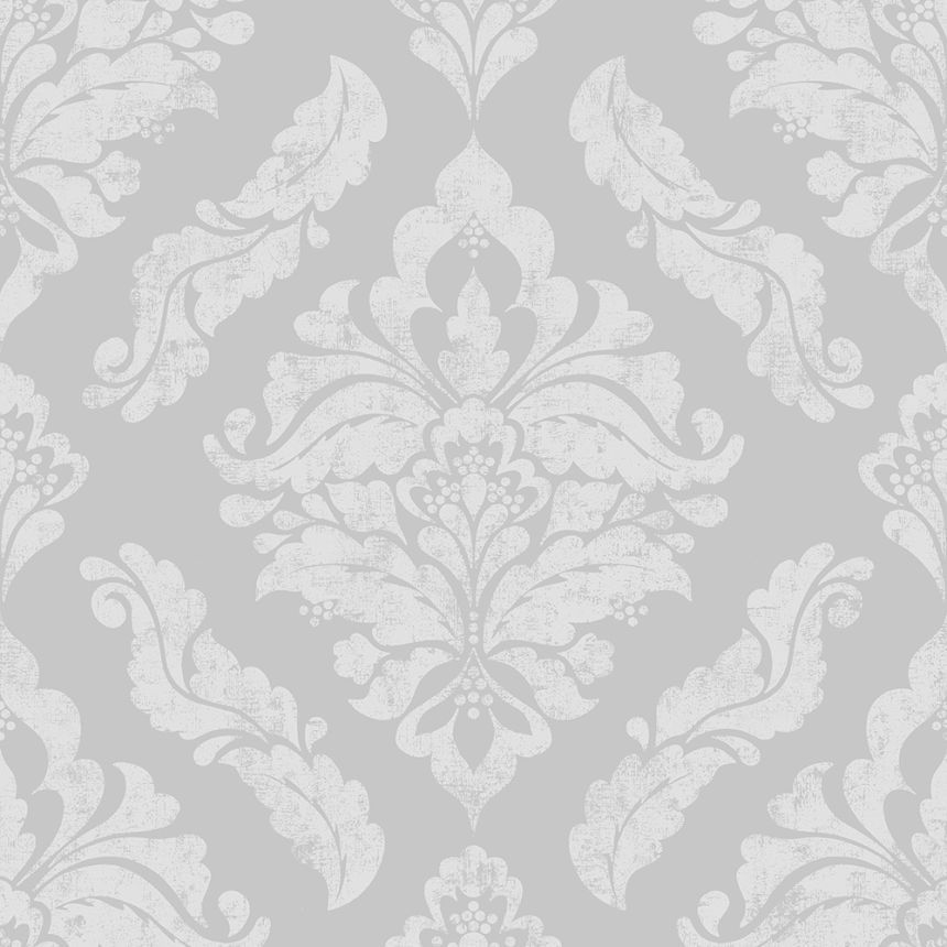 Baroque Ornament Grey Silver Metallic