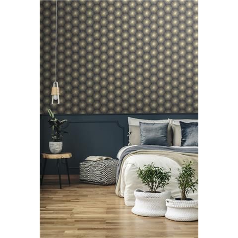 EASY KABUKI WALLPAPER FIRE CIRCLE 105980 NAVY BLUE